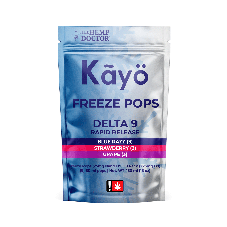 Kayo | 25mg Delta 9 THC Freeze Pops 3/ Blue Razz/3 Straw/ 3 Grape