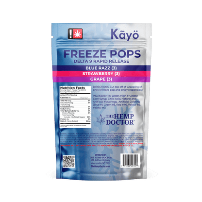 Kayo | 25mg Delta 9 THC Freeze Pops 3/ Blue Razz/3 Straw/ 3 Grape